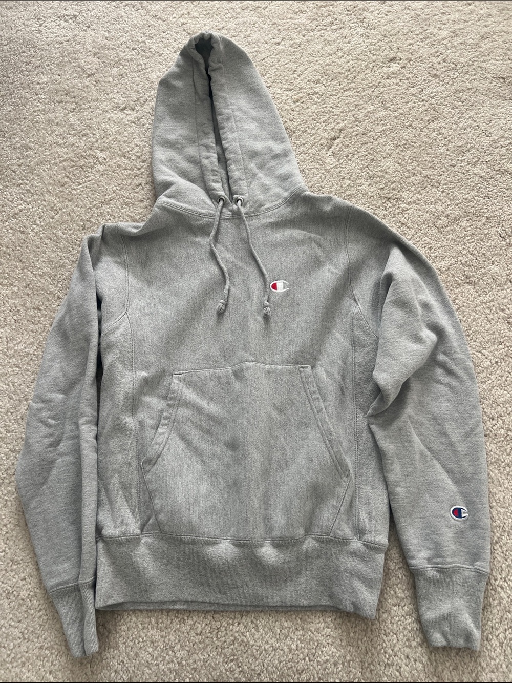 Champion Gray Crewneck Hoodie with Embroidered Logo
